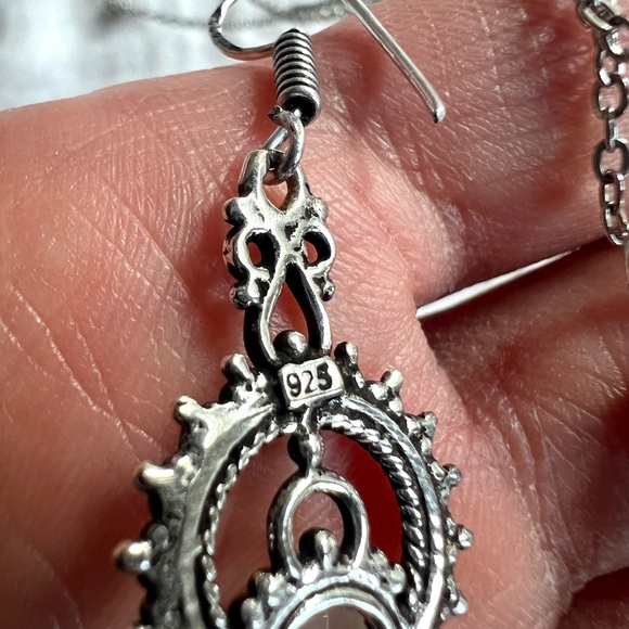 925 Ornamental Rose Quartz Earrings + Necklace SET - Picture 10 of 10